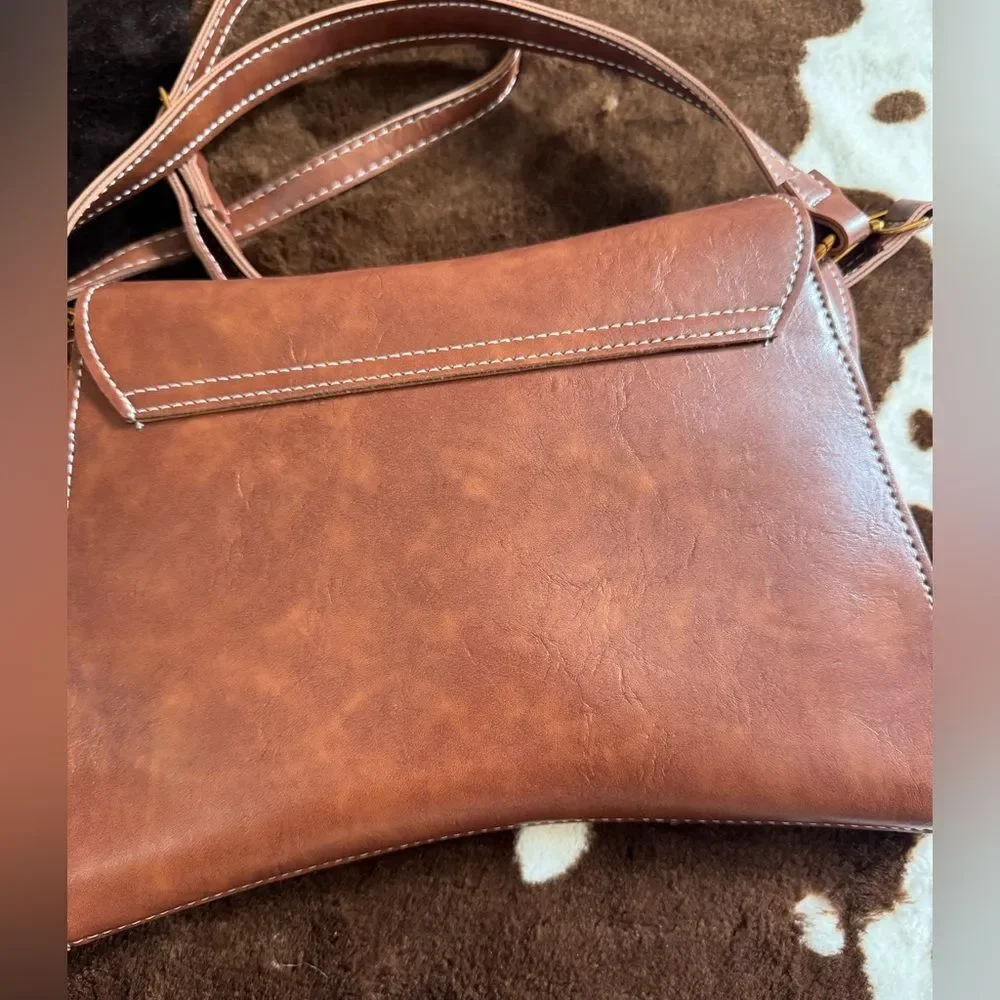 Brown Leather Western Crossbody